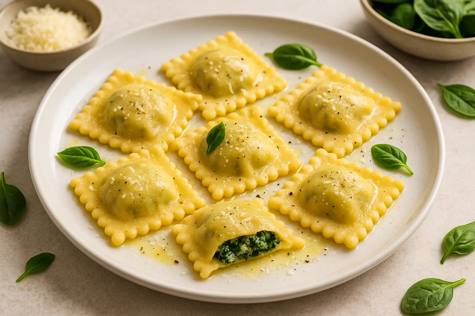 Homemade Spinach and Ricotta Ravioli