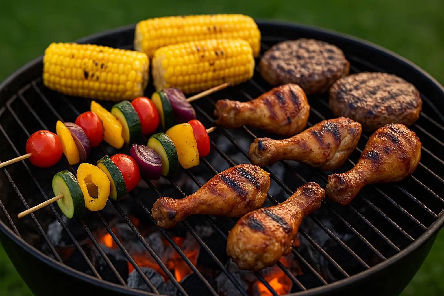 charcoal-grill-bbq-chicken-corn-veg-skewers-recipes