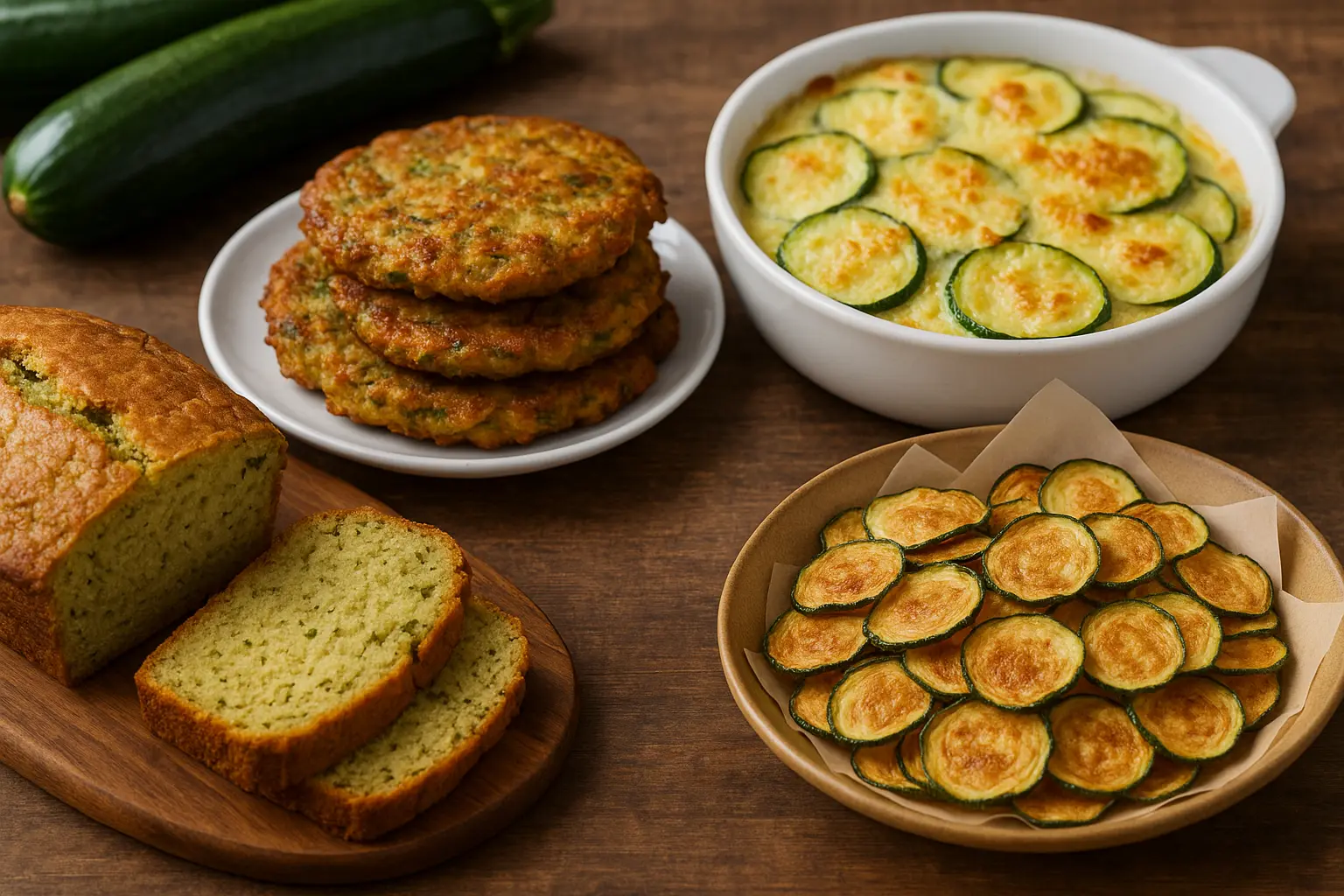 creative-zucchini-recipes-bread-fritters-gratin-chips