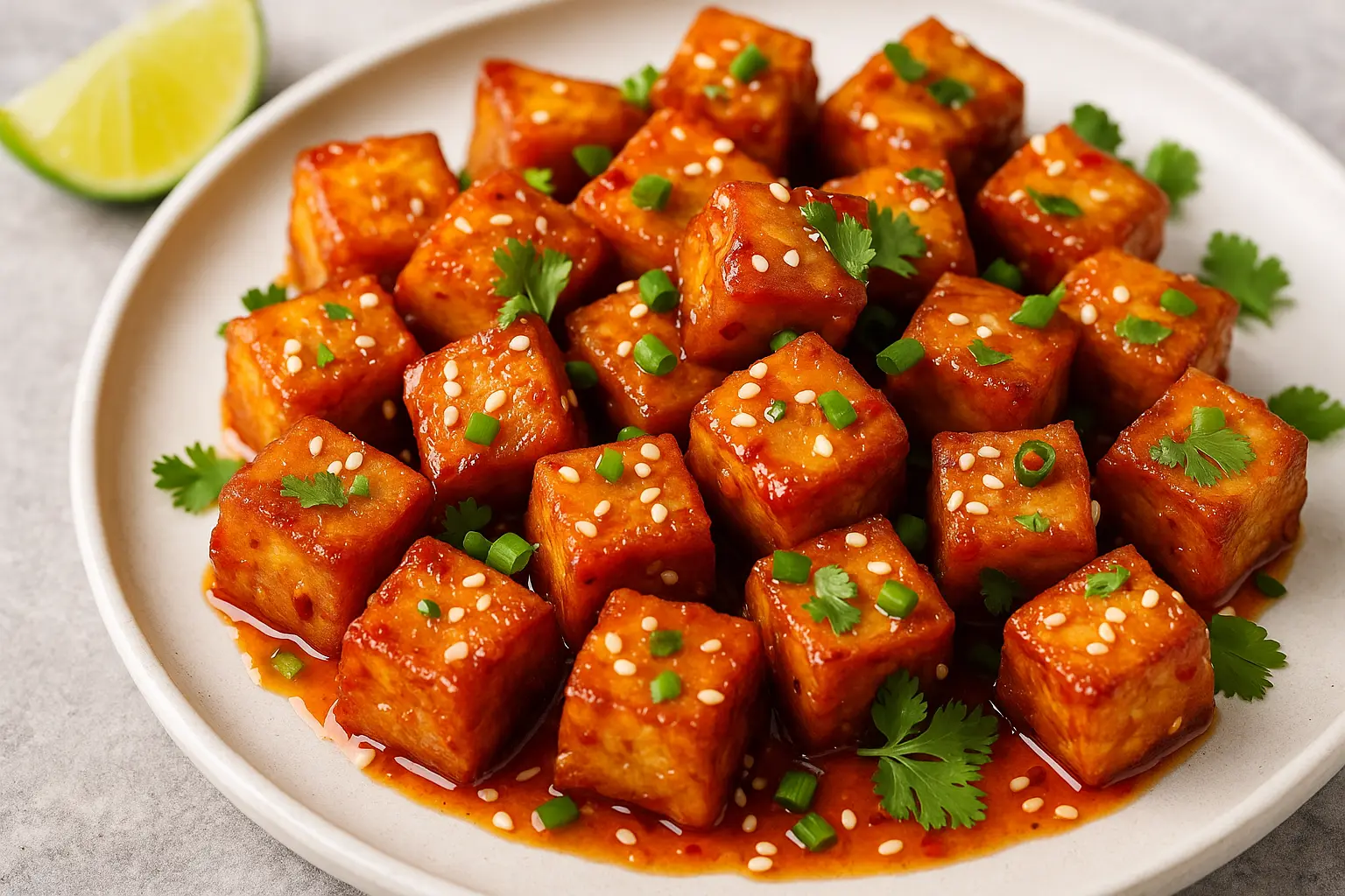 Crispy Air-Fried Tofu with Sweet Chili Glaze