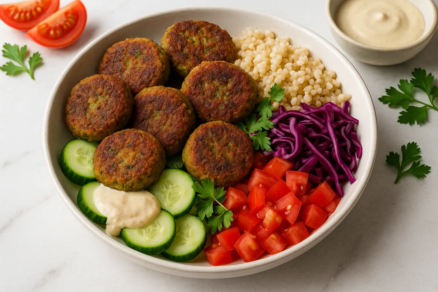 Crispy Falafel Bowls with Fresh Toppings