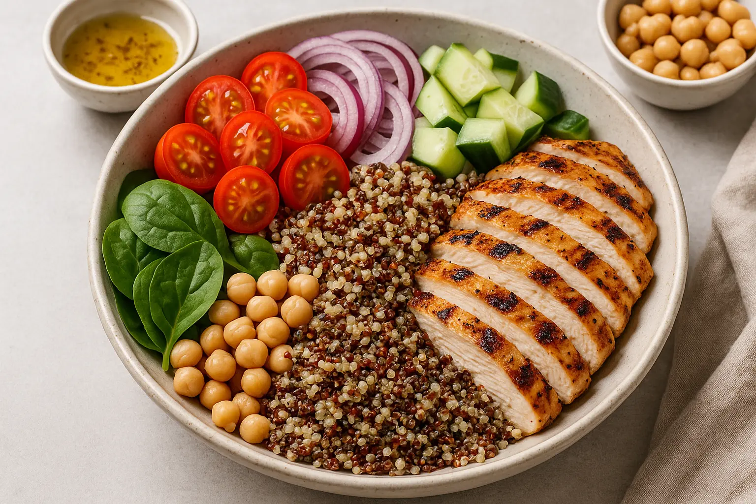 grilled-chicken-quinoa-chickpea-salad-high-protein