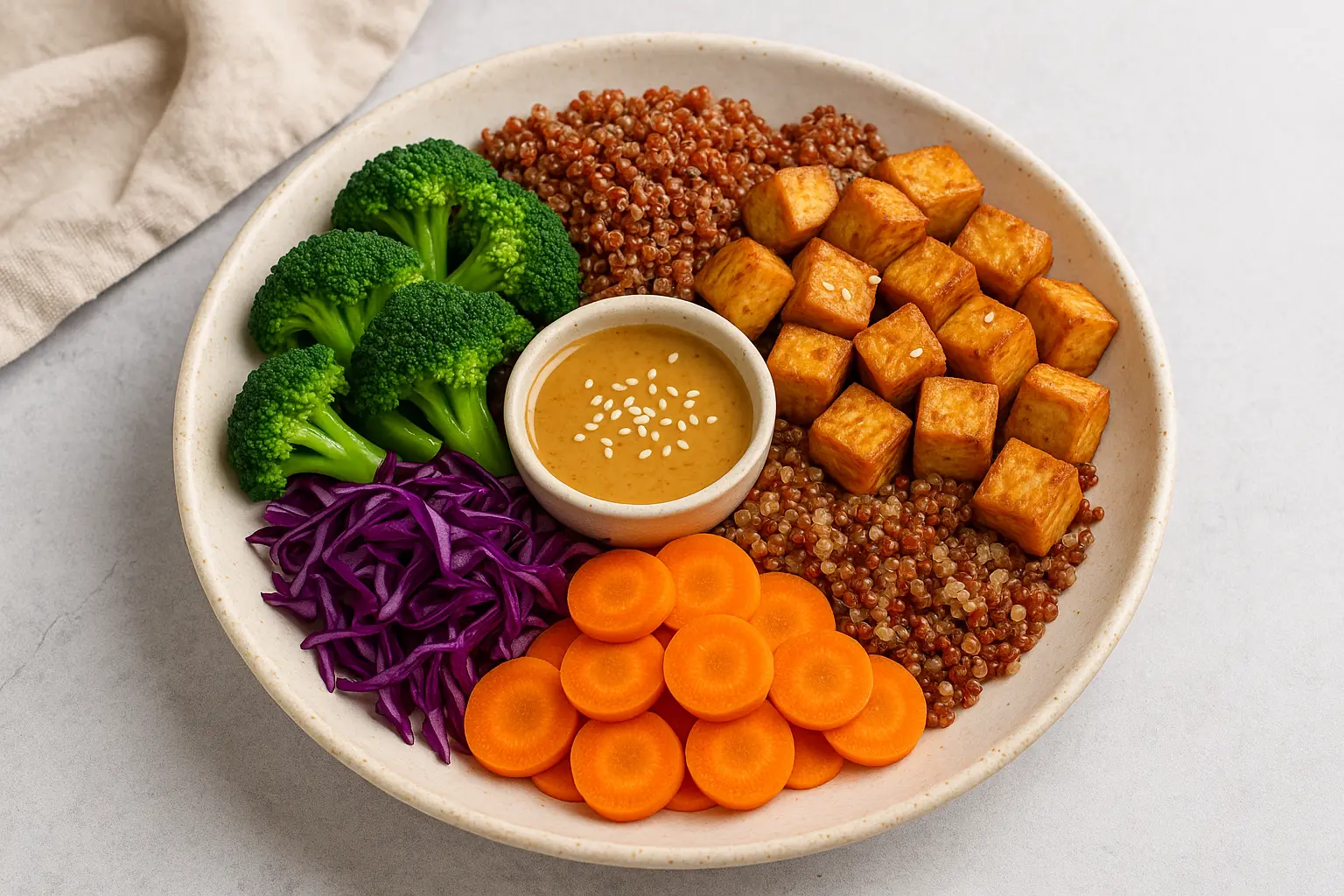 high-protein-lunch-buddha-bowl-tofu-quinoa-veggies
