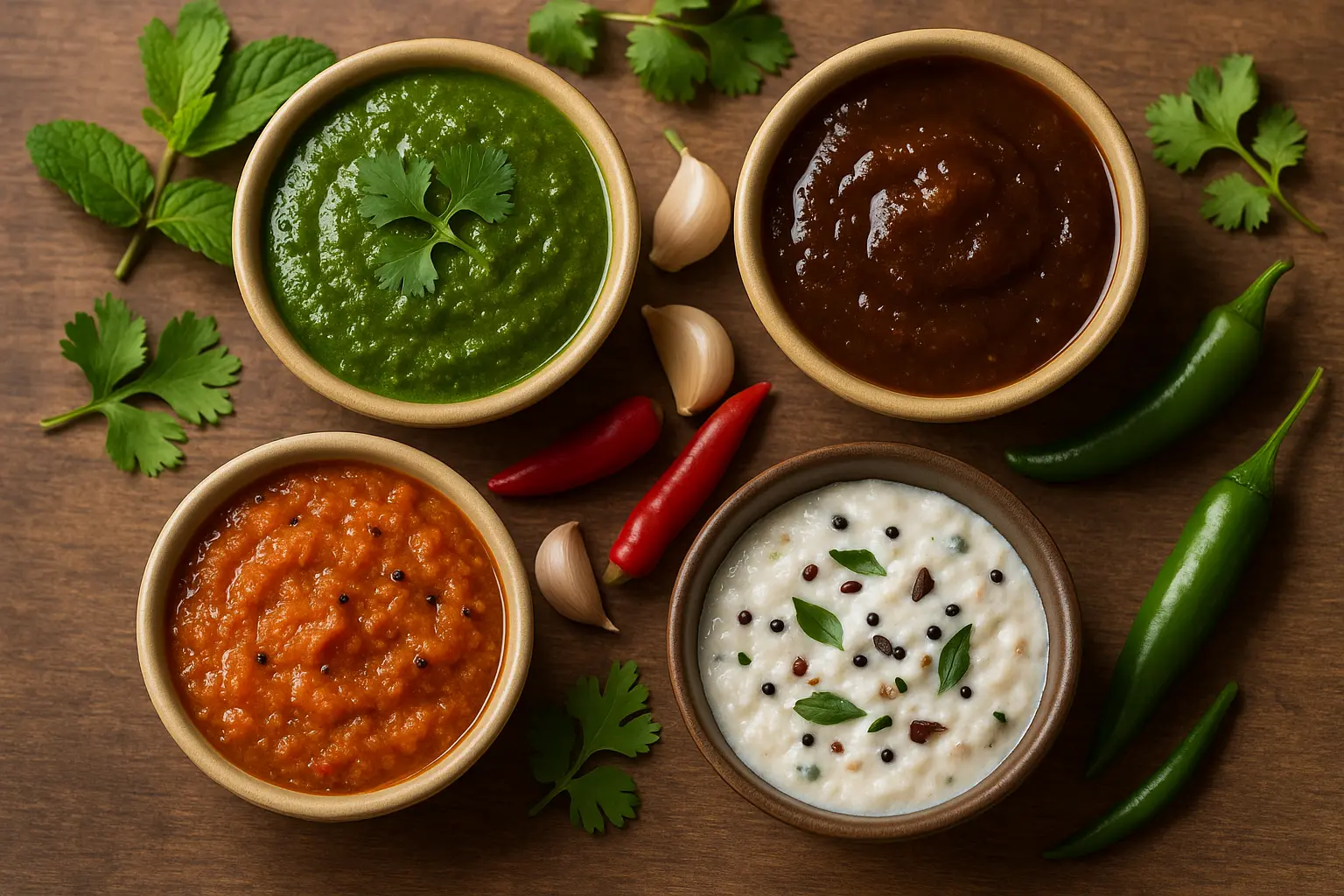 indian-chutneys-assortment-mint-tamarind-coconut-tomato