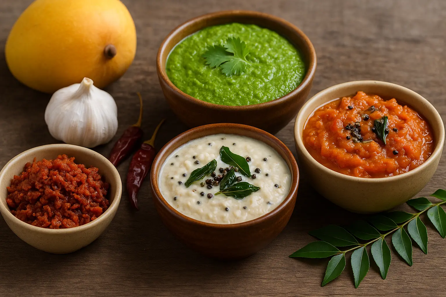 indian-chutneys-coconut-garlic-tomato-mango