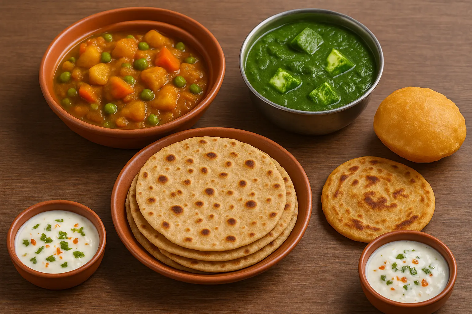 indian-flatbreads-with-dal-paneer-puri-raita.j