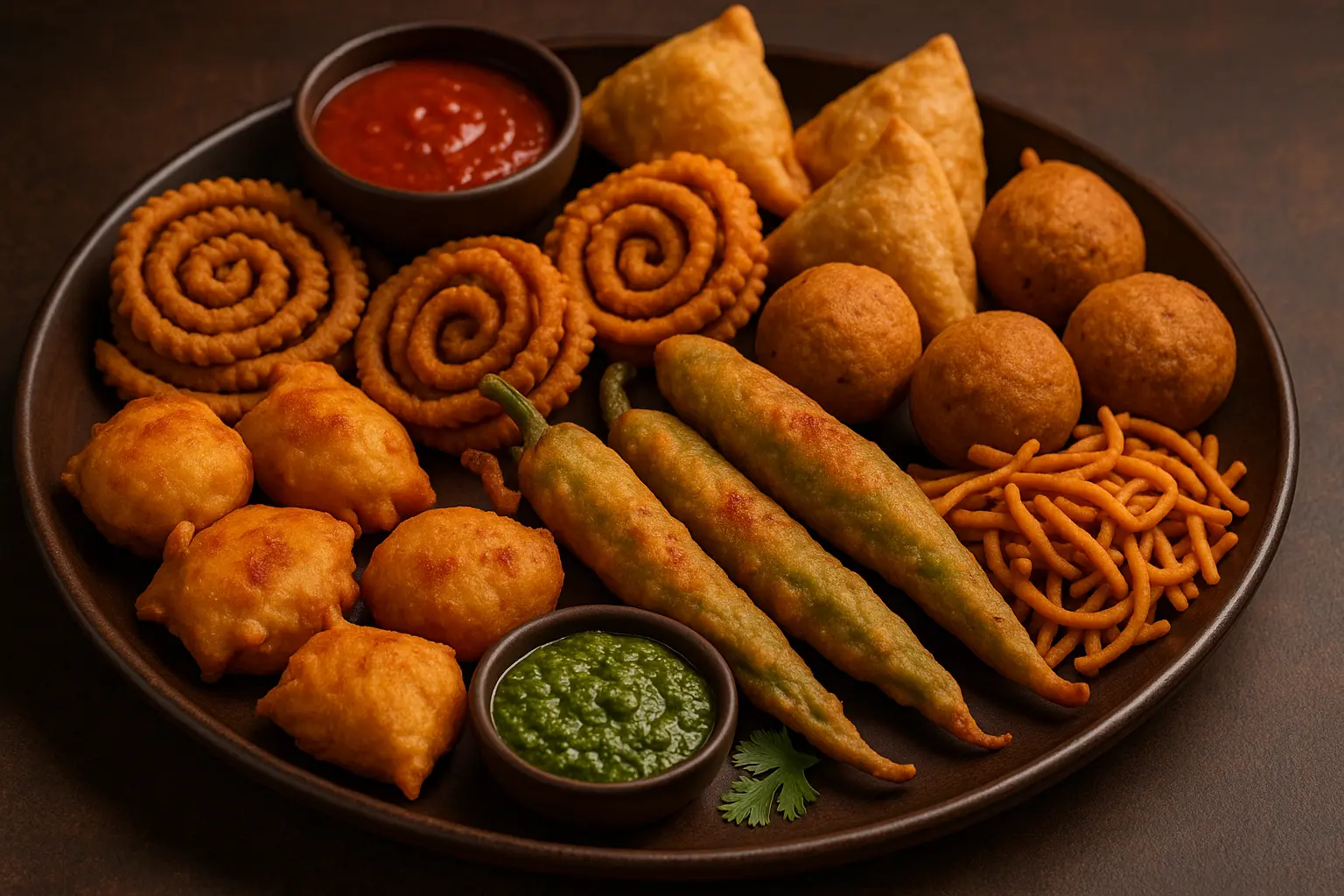 indian-spicy-snack-platter-with-chutney-variety