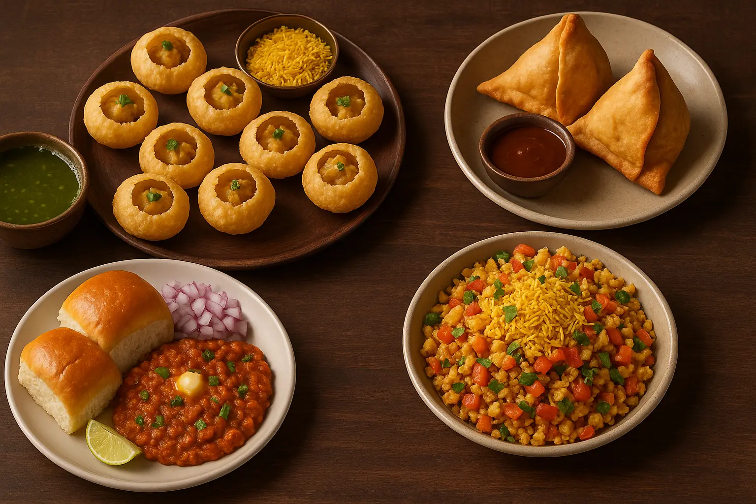 indian-street-food-pani-puri-samosa-pav-bhaji-bhel-puri-homemade