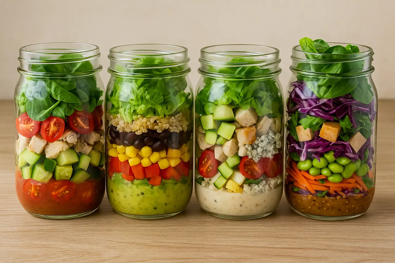 Layered Mason Jar Salads for Work Lunches