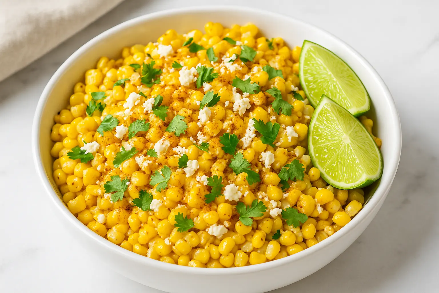 Mexican Street Corn Salad with Lime and Cotija Cheese