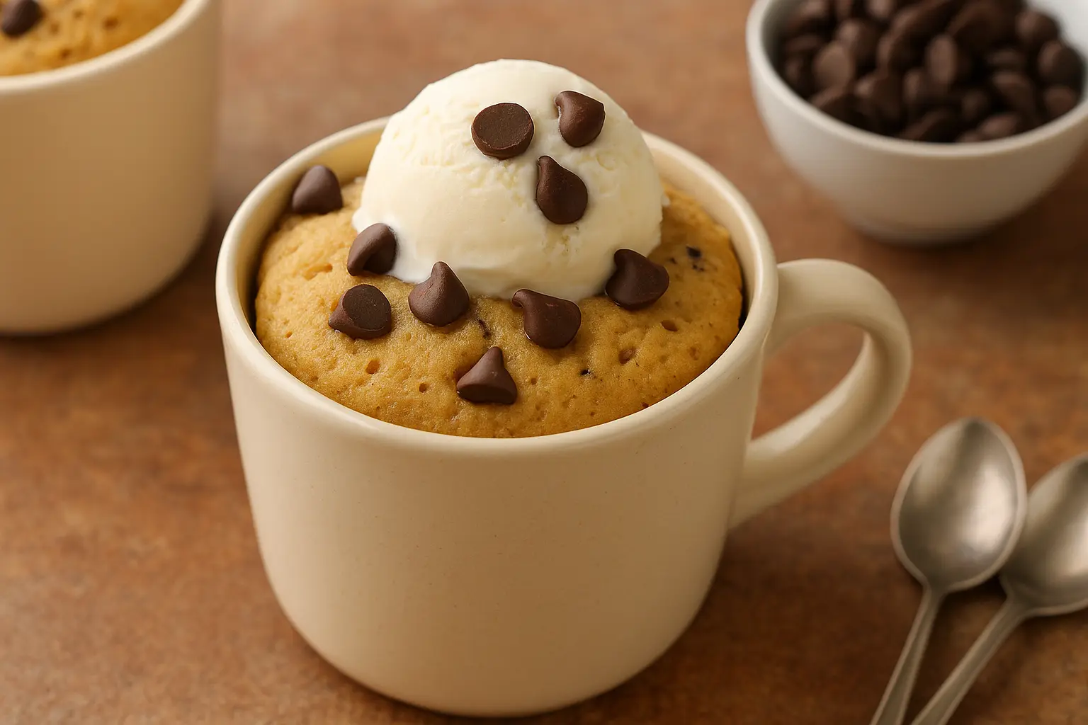microwave-vanilla-mug-cake-with-ice-cream.