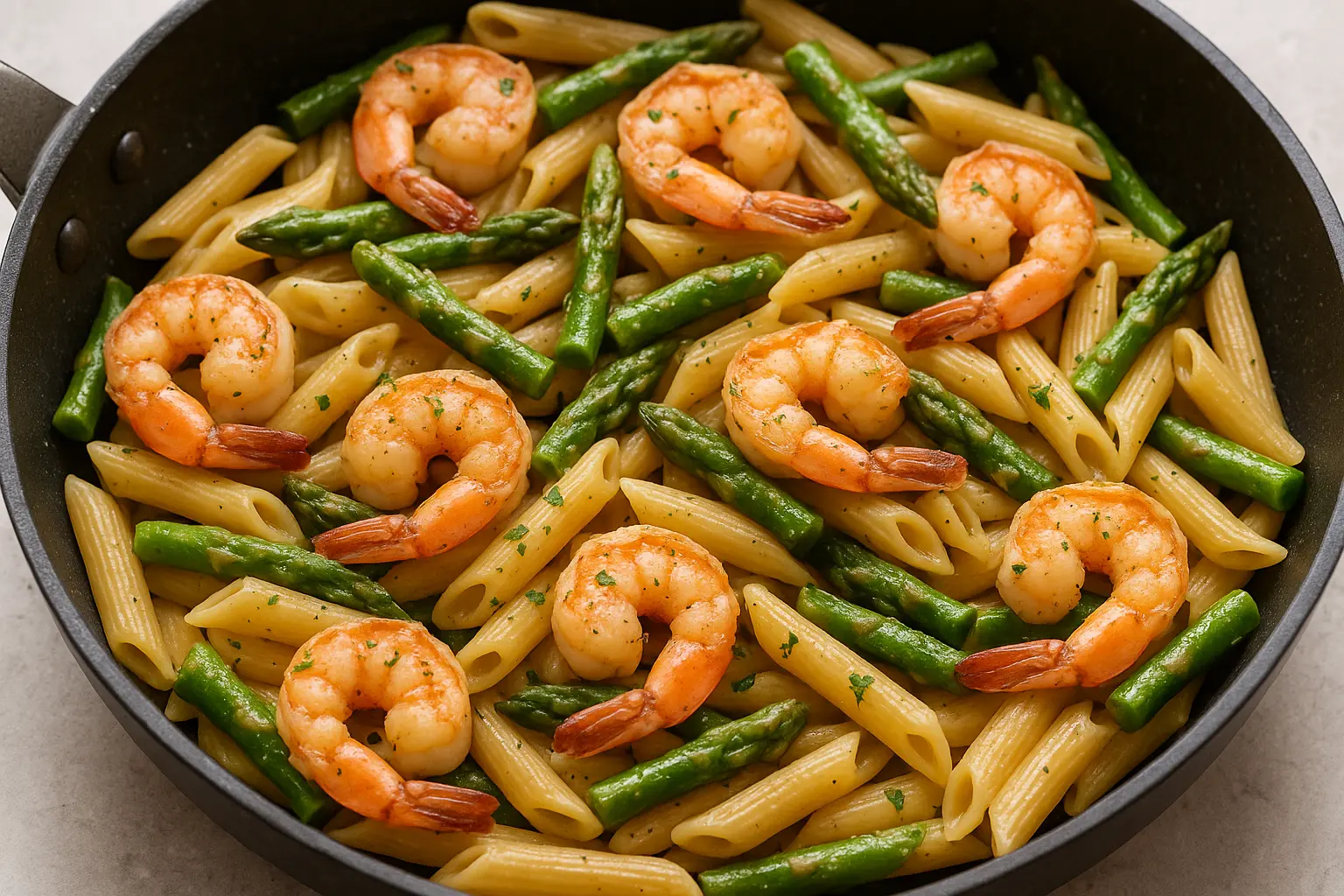 shrimp-asparagus-penne-pasta-one-pan-dinner