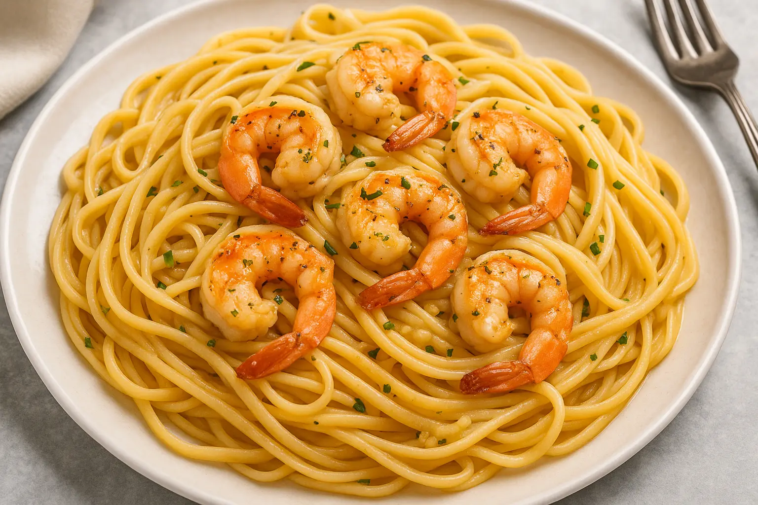 Simple Garlic Butter Shrimp Linguine