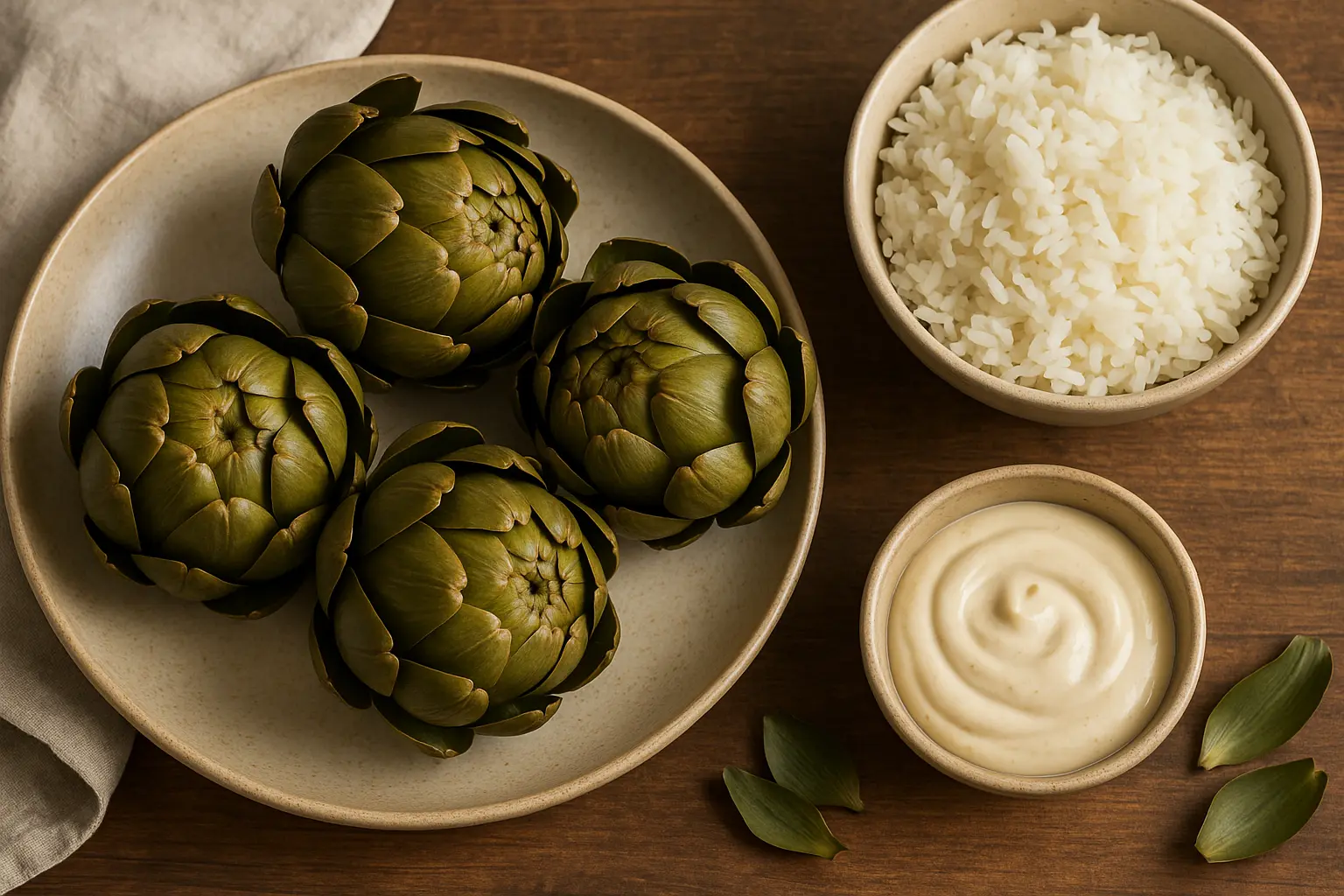 steamed-artichokes-rice-healthy-meal.