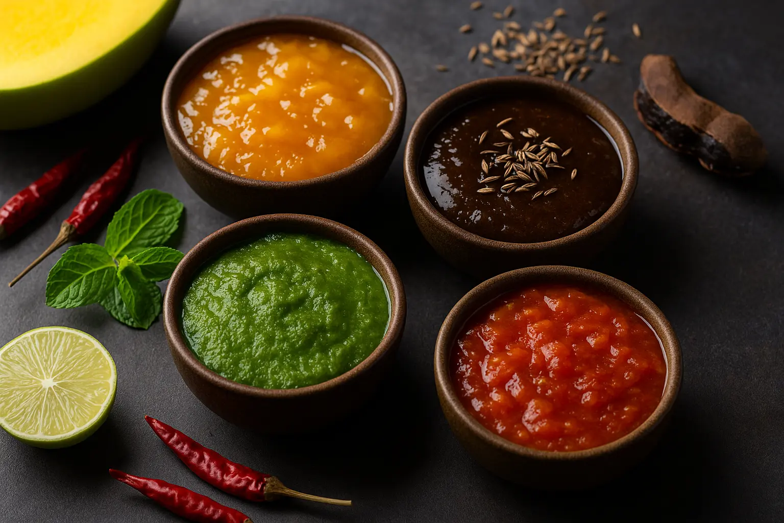sweet-spiced-indian-chutneys-assorted-bowls