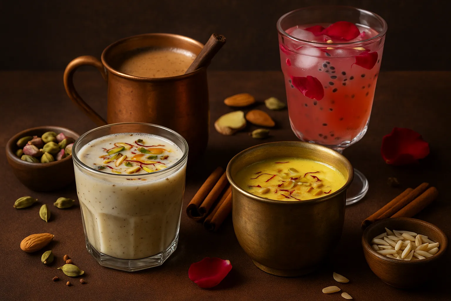 festive-indian-drinks-thandai-badam-milk-masala-chai-rose-sharbat