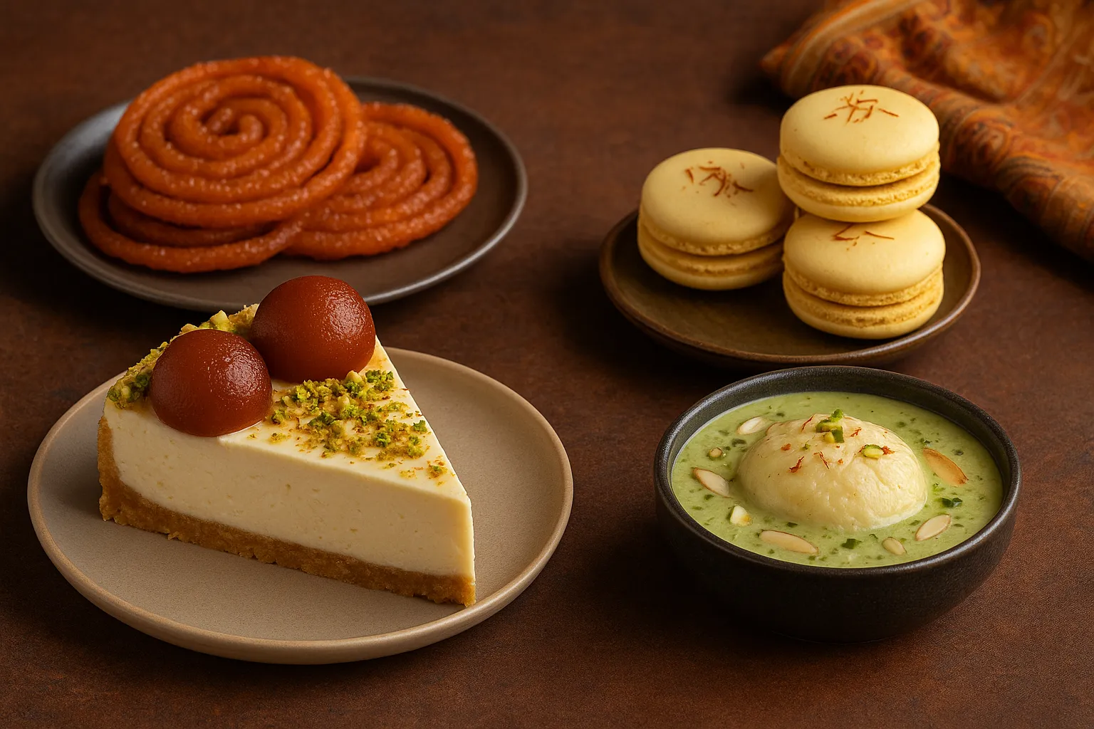 fusion-indian-global-desserts-gulab-jamun-cheesecake-jalebi-macarons-rasmalai.