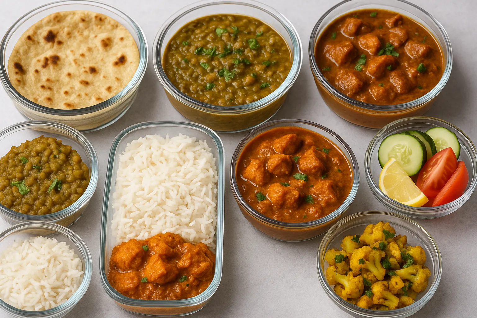 indian-meal-prep-in-containers-curry-rice-roti