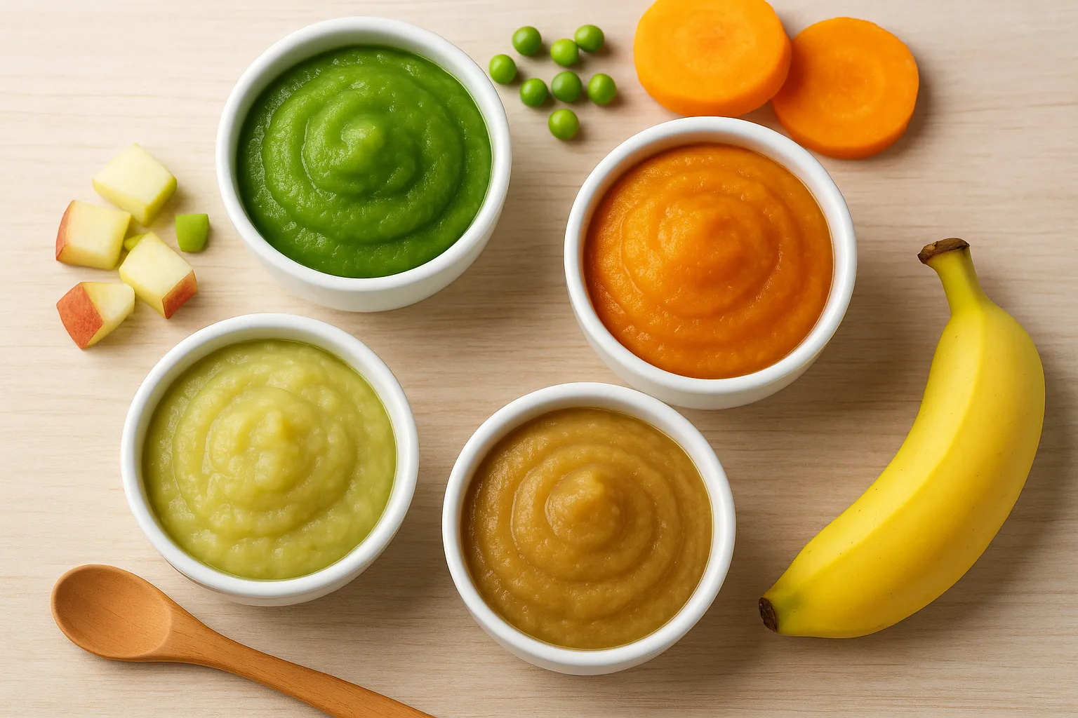 quick-homemade-baby-food-purees-in-bowls