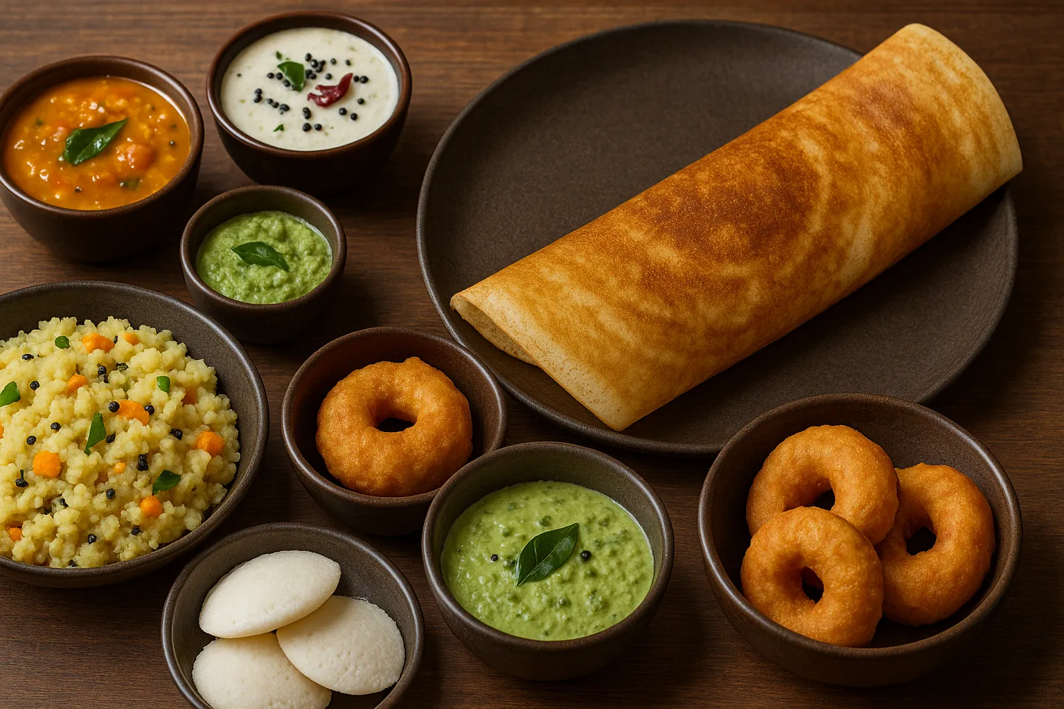 south-indian-breakfast-dosa-idli-upma-vada-chutney-meal