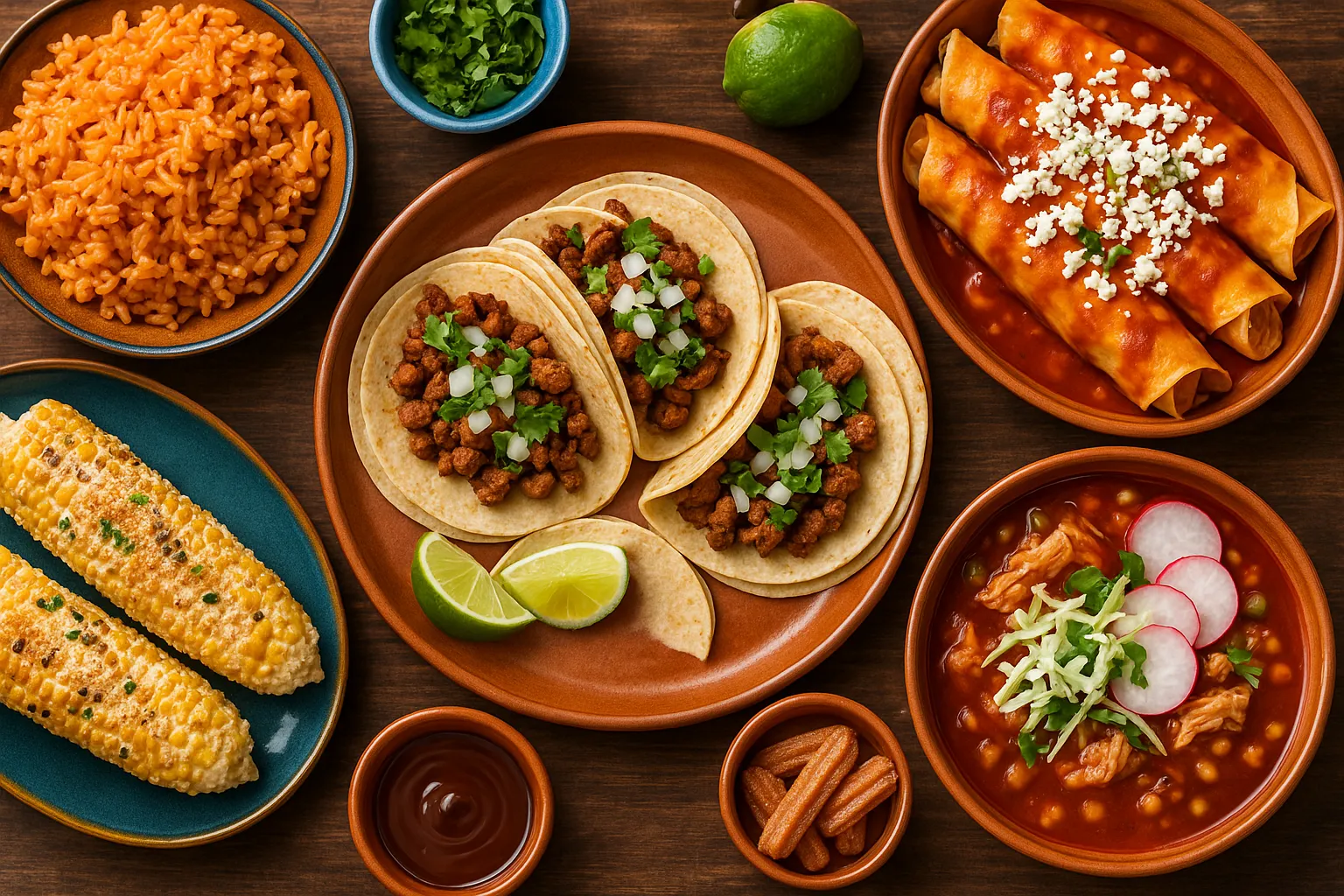traditional-mexican-tacos-enchiladas-pozole-elote-churros