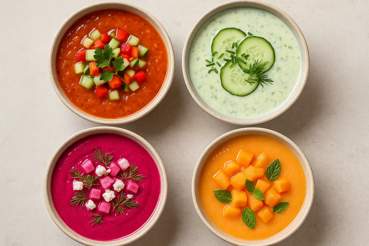 vibrant-summer-cold-soups-in-ceramic-bowls